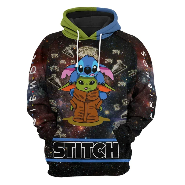 Disney Hoodie Disney Crossover SW Stitch Baby Yoda Black Blue Green Hoodie 2022