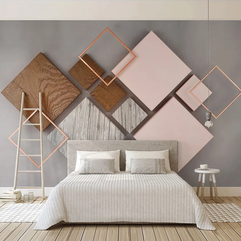 

Custom Large Mural Wallpaper 3D Stereoscopic Geometric Square Lattice Modern Nordic Living Room TV Backdrop Wall Paper Bedroom