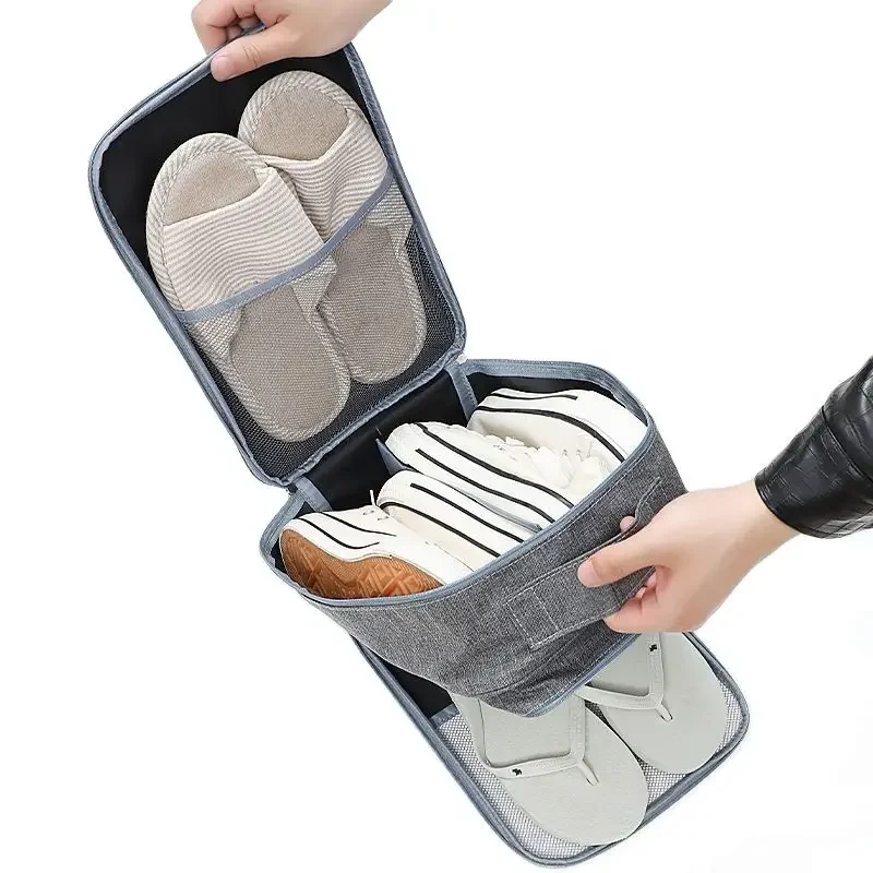 Travel 3-layer Enlarged Shoe Bag Portable Fashion Oxford Shoe Storage Box Can Hang Luggage Companion Shoe Cover Shoe Storage Bag