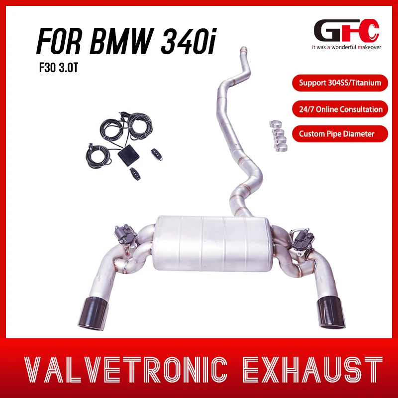 

For 2013-2018 BMW 340i 440i B58 F30 catback SUS304 high-performance exhaust system, with valve muffler, 2 tips, OEM diffuser.