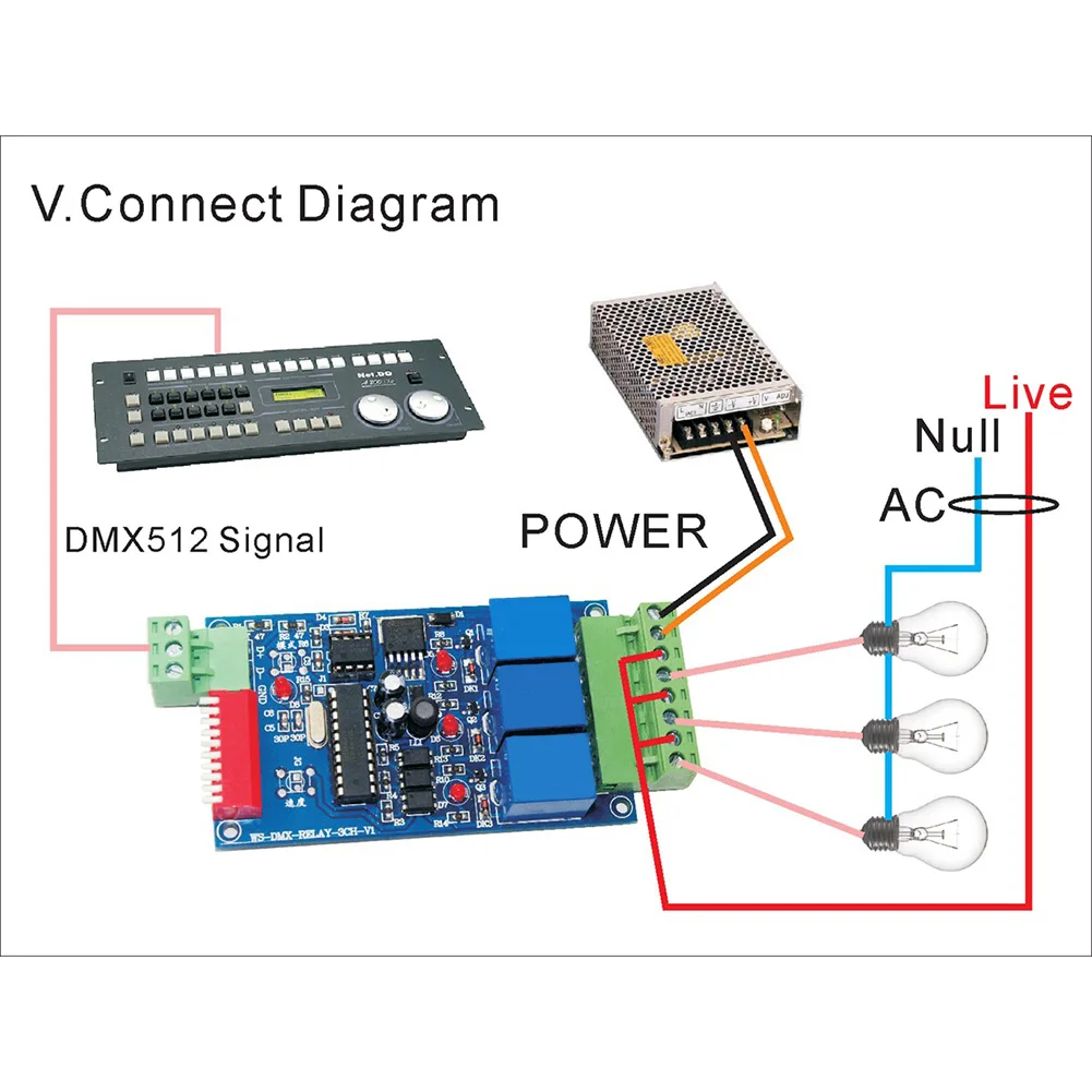 3 Channel 5A For DMX512 Relay Switch Kit for Lighting Applications Requiring Multi-Device Coordination and Protocol Support
