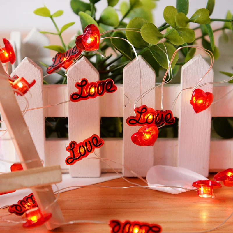 40 LED Remote Control Love Heart String Lights Red Heart Fairy Lights Garland For Wedding Birthday Party Home Decor