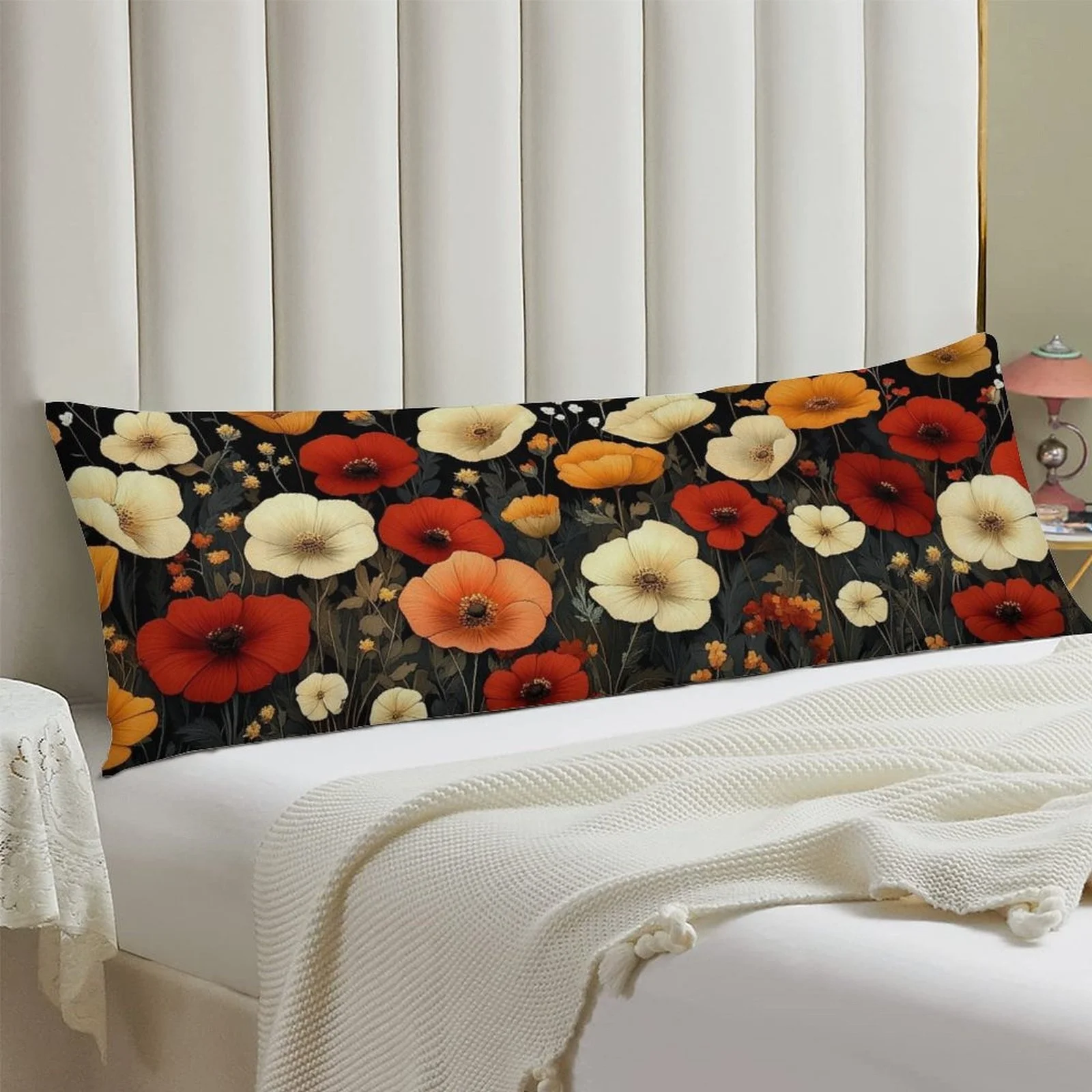 Poppy Flower Themed Pillowcase, Fashionable Long-Pile Bed Pillow Cover, Soft Decorative Double-Sided Printed Large Pillowcase, S