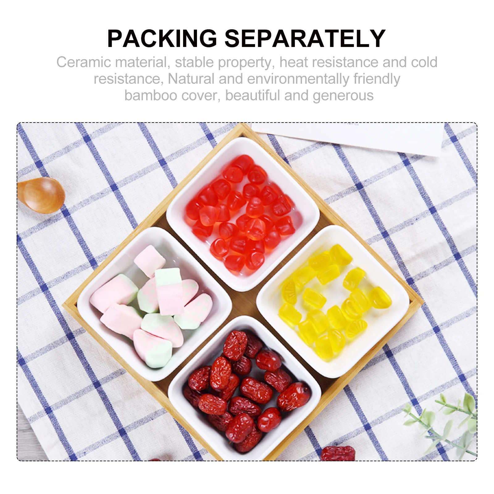 

1 set 1 Set Ceramic Snack Serving Tray Japanese Style Dessert Dish Multi Grid Candy Plate Dry Fruit Bowl Nuts Serving Container