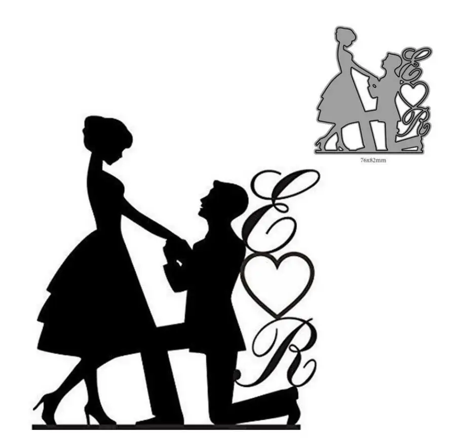 Wedding Bride Proposal Couple Metal Cutting Dies Stencils For DIY Scrapbooking Album Paper Card Craft Embossing Die Cuts Stencil