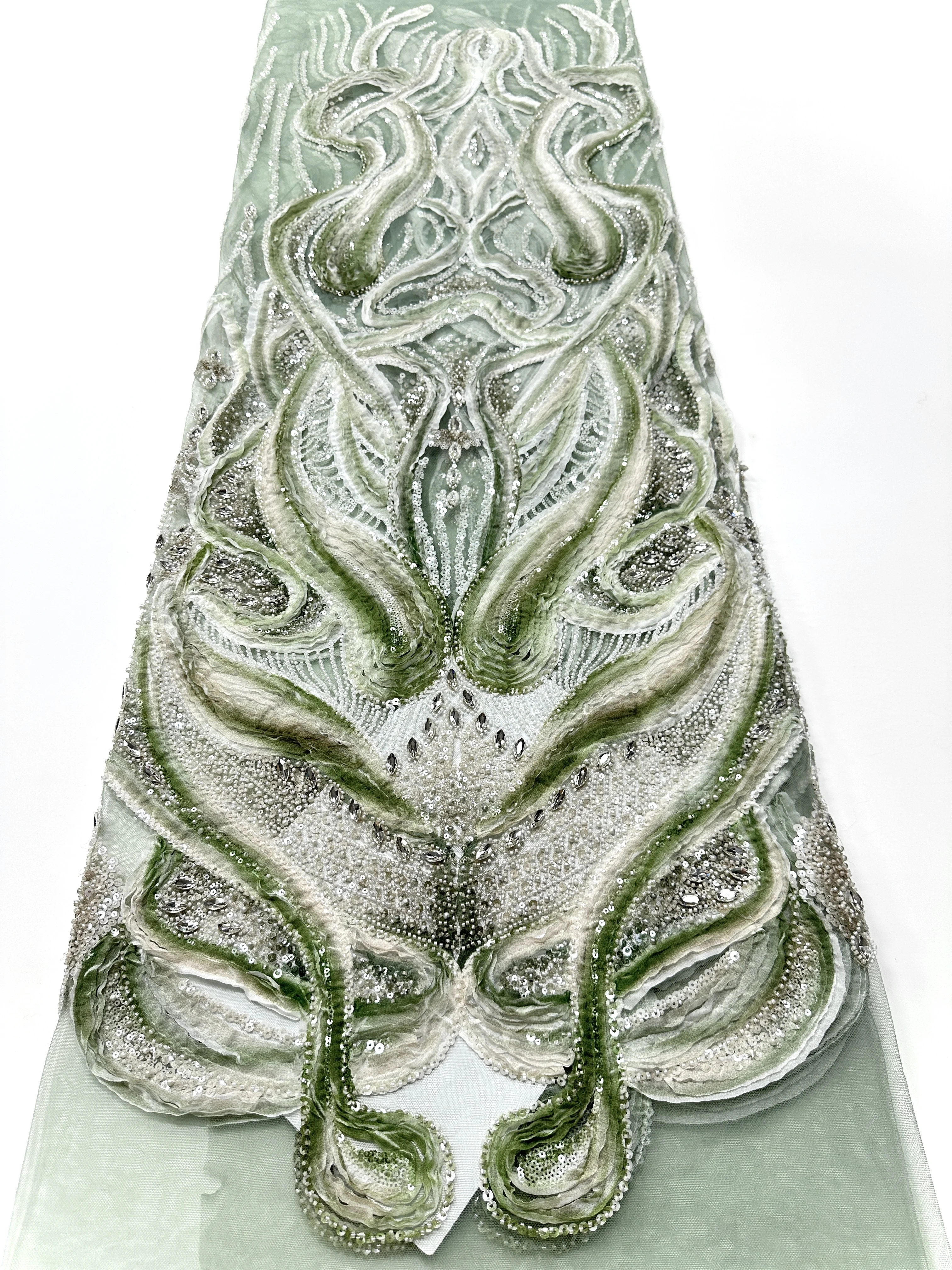 

African French Nigerian High End Tulle Lace Fabric With Beads Sequins Mesh For Embroiderg Wedding Party Bride Sewing Dress