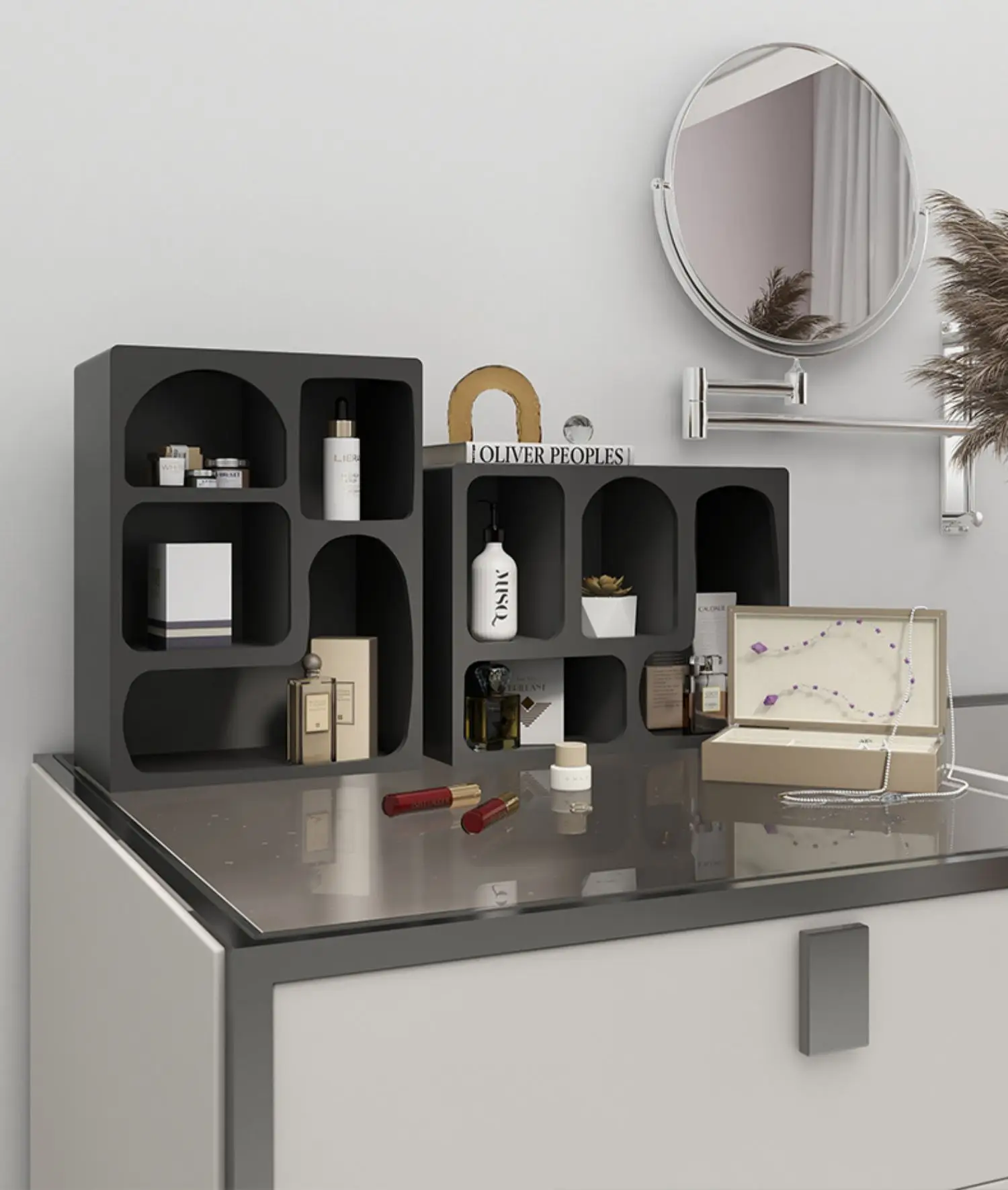 Desk storage shelves, small bookshelves, Nordic style desktop shelves, cups, cosmetics storage cabinets