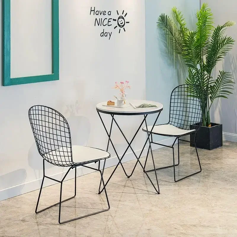 Ornamental Metal Openwork Cafe Chair Artistic Backrest Design Lightweight Milk Tea Shop Office Study Lobby Chair Furniture