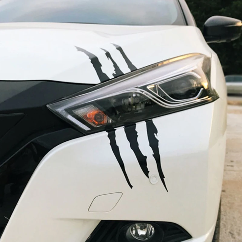 2pcs Monster Claw Marks Car Headlight Claw Marks Headlight Decal Car Sticker Stripes Scratch Vinyl Decal Universal For Most