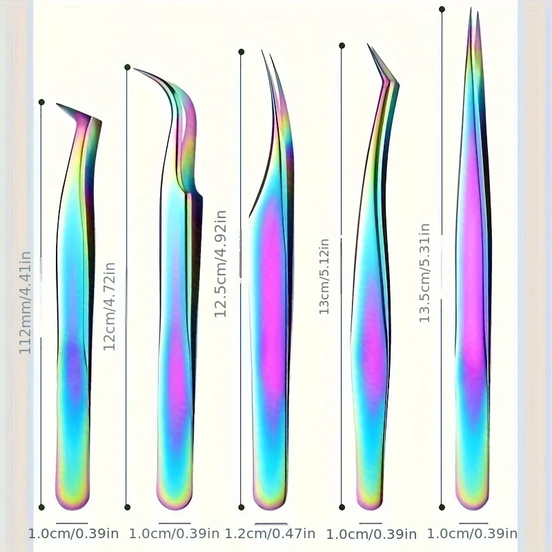 High Precision Eyelash Tweezers Set Stainless Steel Colored Lash Tweezer for Flawless Application & Brow Grooming Christmas Gift