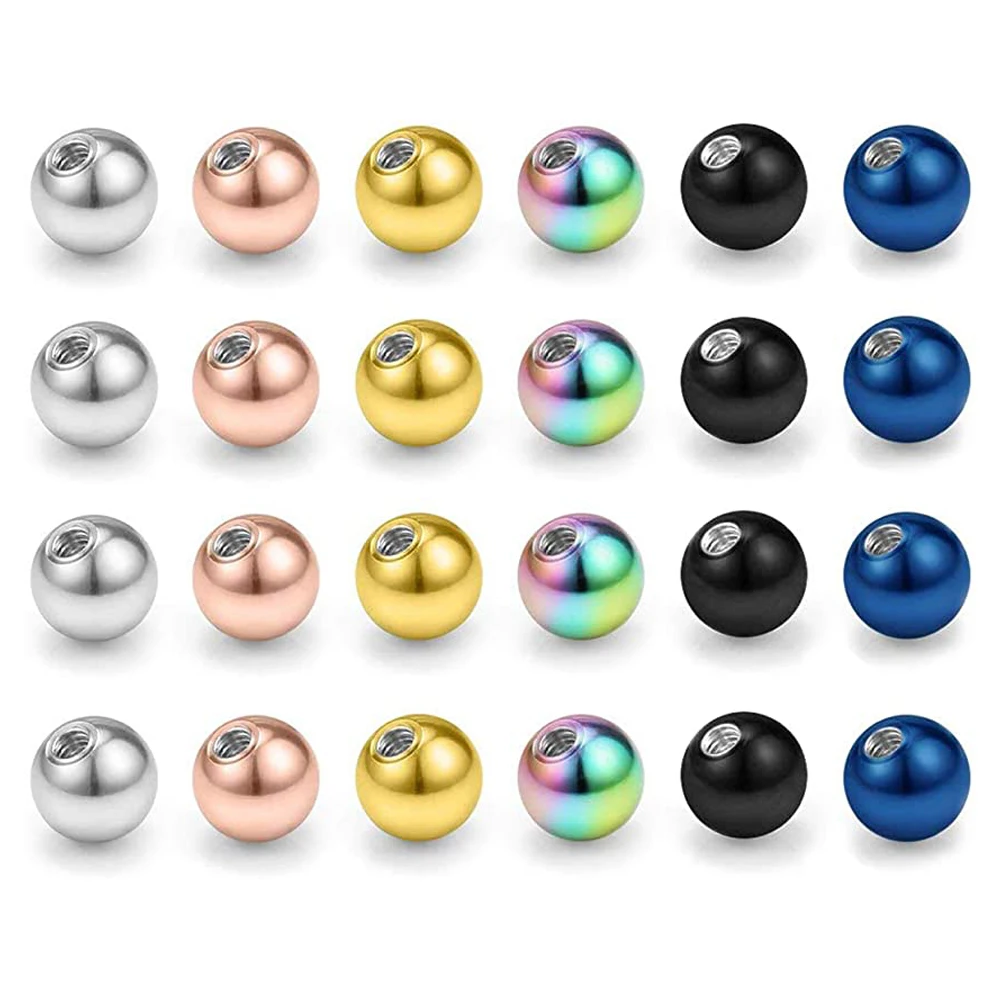 WKOUD Stainless Steel Replacement For Lip Studs Labret Earrings Piercing Jewelry Septum Rings Externally Threaded Plastic Balls