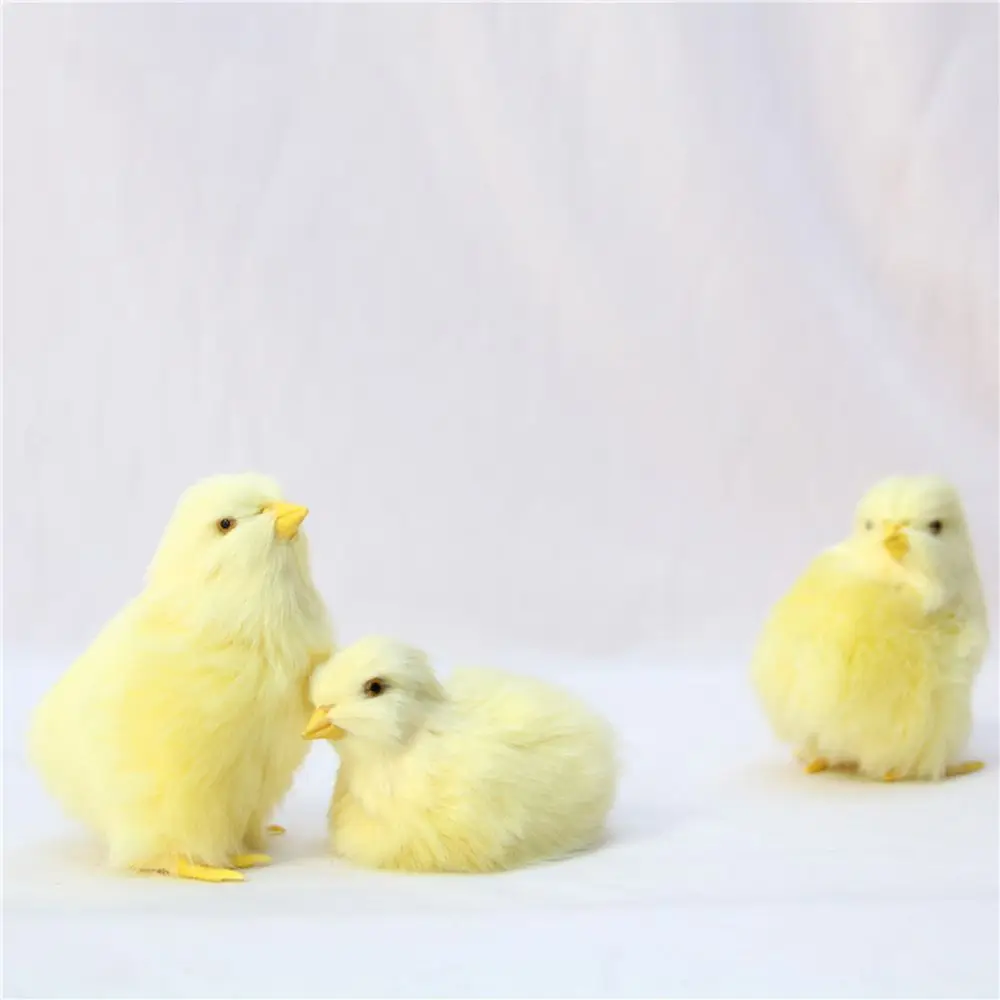 Mini Scene Model Lovely Doll Simulation Furry Chicken Easter Plush Chick Kids Toy Lifelike Bird