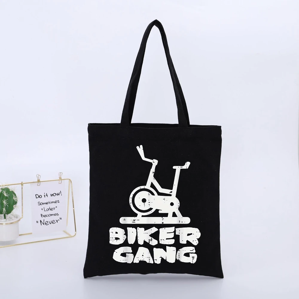 Exercise Bike Graphic Canvas Tote Bag, Vintage Style for Daily Shopping and Casual Outings