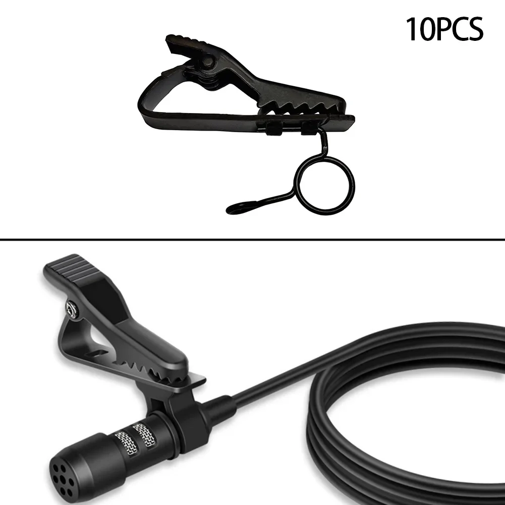 10 Pcs Versatile Protable Lavalier Mic Clip Lapel Tie Microphone Clamp Holder Lavalier Microphone Cable Flat Mouth Rotating Clip