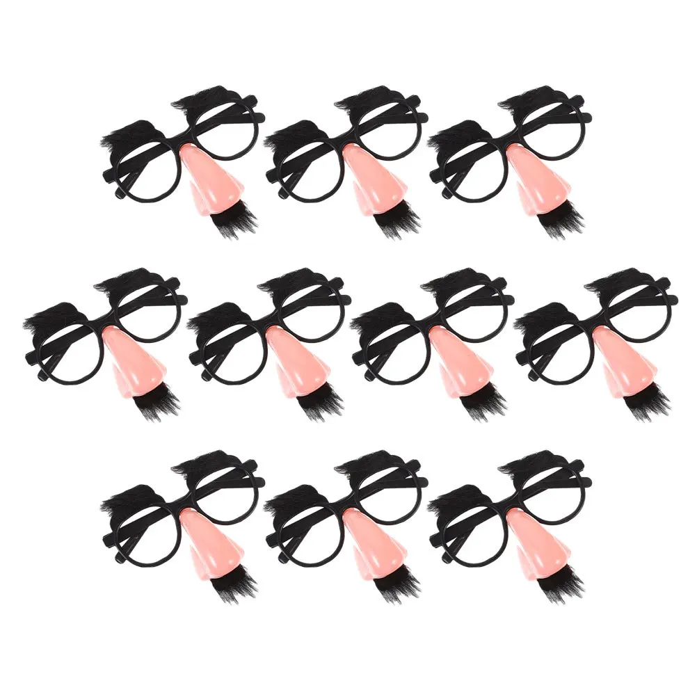 

10Pcs Halloween Dress Up Glasses Big Nose Funny Eyeglasses Old Man Cosplay with Mustache Eyebrows for Party Birthday Props