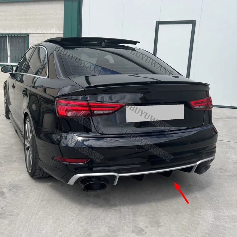 For Audi A3 Standard 14-19 RS3 Style With Exhaust Muffler Pipe Rear Bumper Diffuser Lip Spoiler Car Racing Apron Lip Body Kit