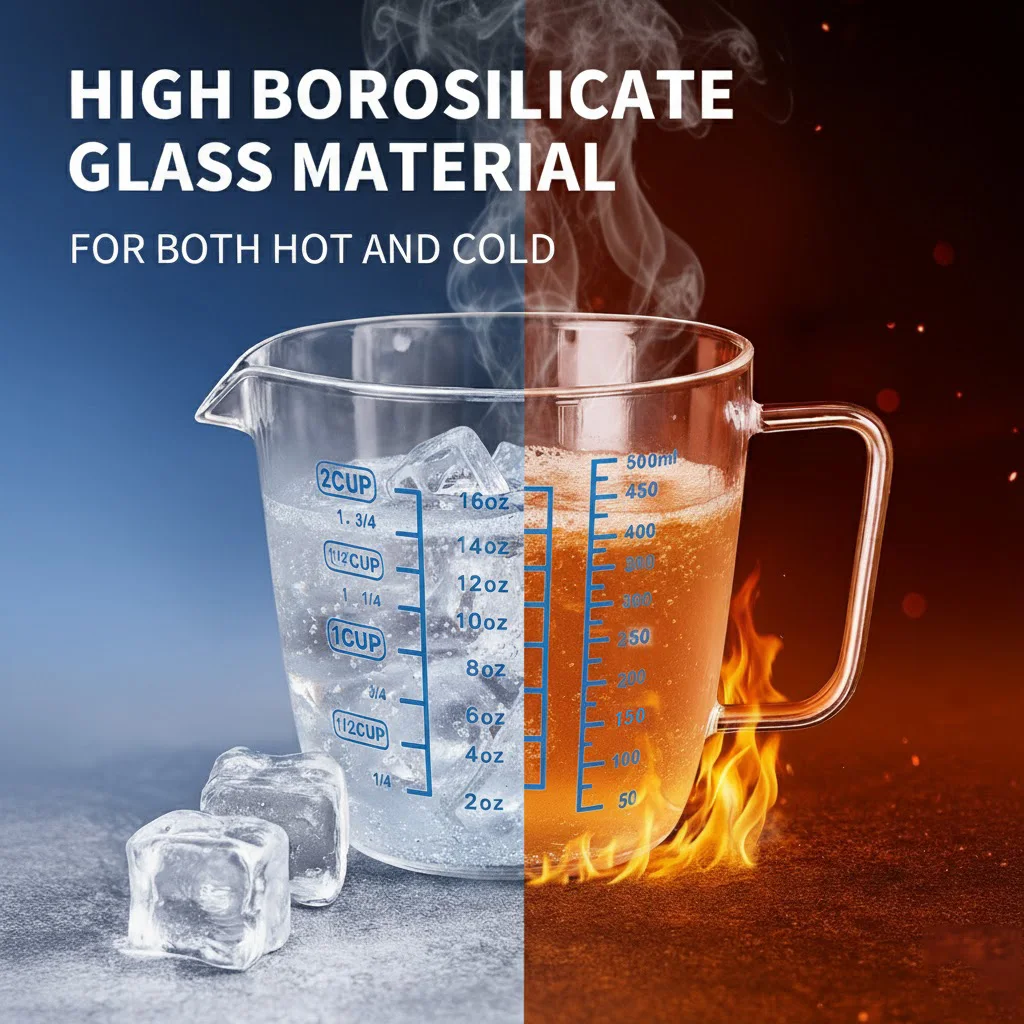 Giant 500ml Glass Measuring Cup with Lid - Microwave Safe & Multi-Scale Coffee Milk Pitcher for Kitchen & Breakfast