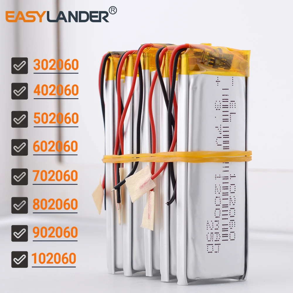 5Pcs/Lot 402060 3.7V 400mAh 302060 502060 602060 702060 802060 902060 102060 Rechargeable Lithium Li-ion Polymer Battery