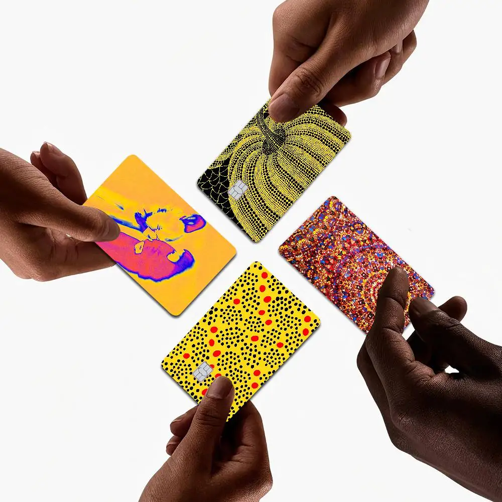 Yellow Dots Yayoi Kusama Credit Card Skin Stickers No Adhesive Residue Water Proof for VISA Credit Card Subway Access Card