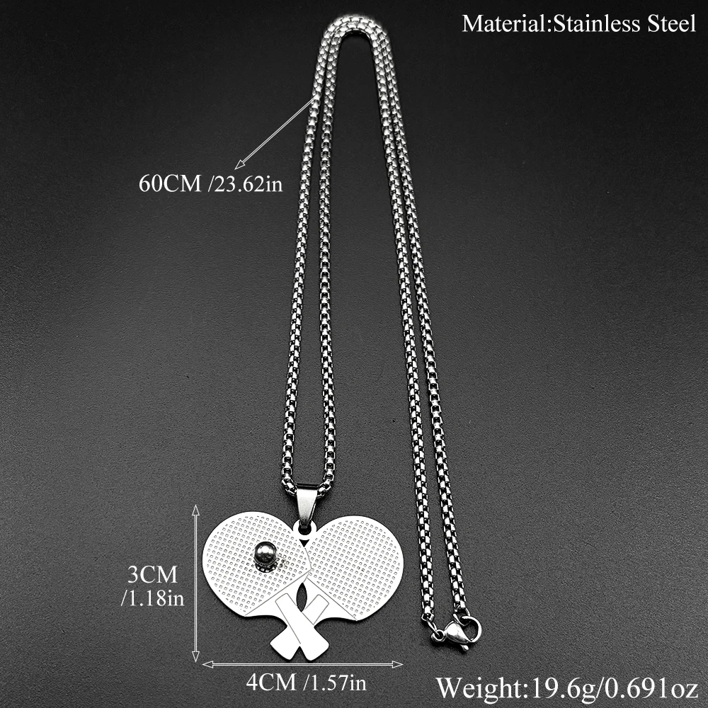 Tischtennis Schläger Ball Kette Frauen Männer Edelstahl Gold Farbe Männlichen Ping-Pong Sport Stil Mode Hiphop Halskette Schmuck – Detail 3