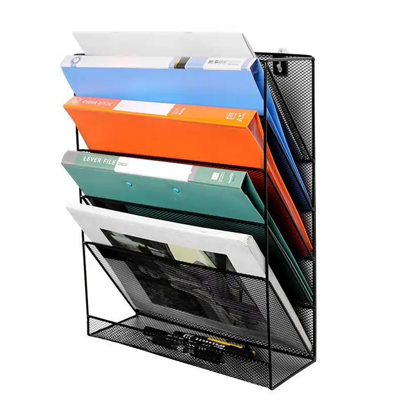 

Wall Folder Holder 5 Pockets Mesh Multifunctional Wall Mount Mail Organizer Mail File Folders Book Organizer For Home Bookstore