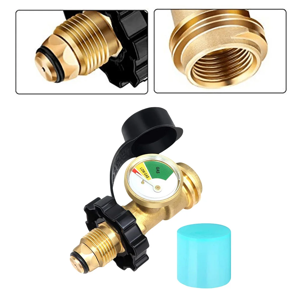 Per fornelli da campeggio Manometro Connettore serbatoio gas Esperienze di cottura 95 * 50mm 3,74 * 1,96 pollici Costruzione in ottone