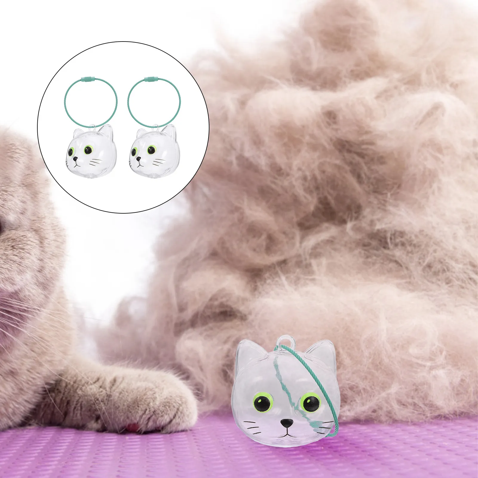 

2Pcs Pet Hair Storage Box Transparent Cat Hair Keepsake Keyring Pet Memorial Capsule Tweezers Included Portable Organizer