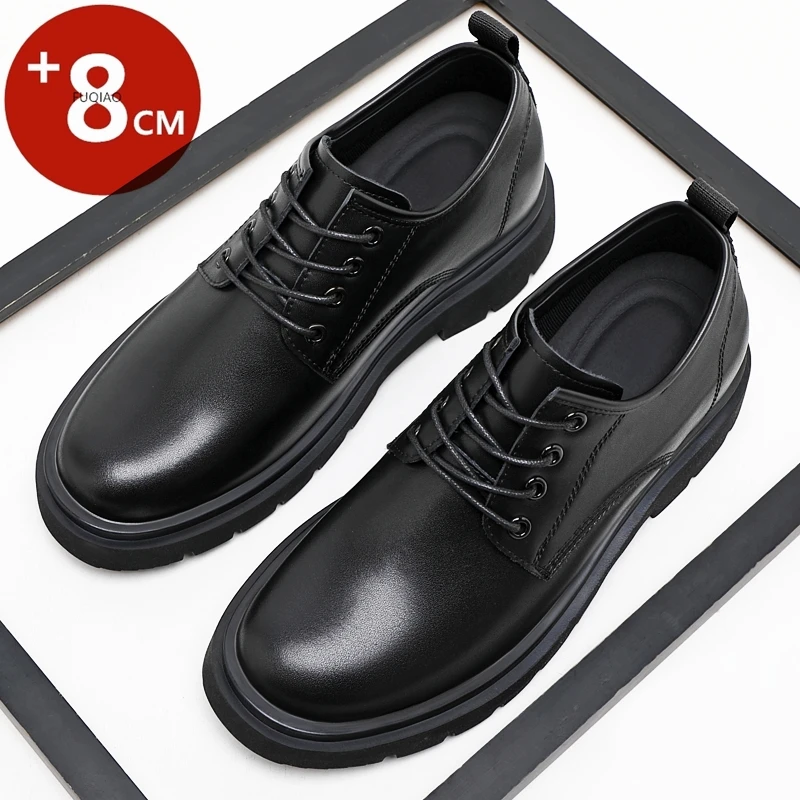 3 سنتيمتر/6 سنتيمتر/8 سنتيمتر الارتفاع زيادة أحذية الرجال جلد البقر الأعمال فستان كاجوال أحذية تنفس غير مرئية مصعد التنقل أوكسفورد