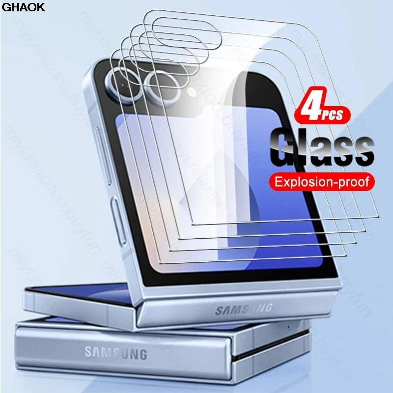 

Samsun ZFllp 6, стекло, 4 шт., закаленное стекло для Samsung Galaxy Z Flip6 Flip7 Flip 6 7 5G, полное покрытие, внешняя защитная пленка для экрана HD