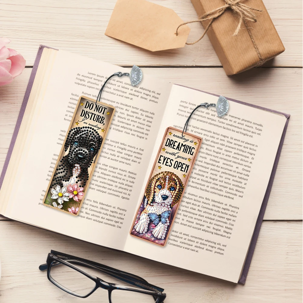 4Pcs Special Shape Animal 5D Diamond Art Bookmark Kits with Pendant DIY Diamond Art Bookmarks Kits for Adults DIY Art Craft