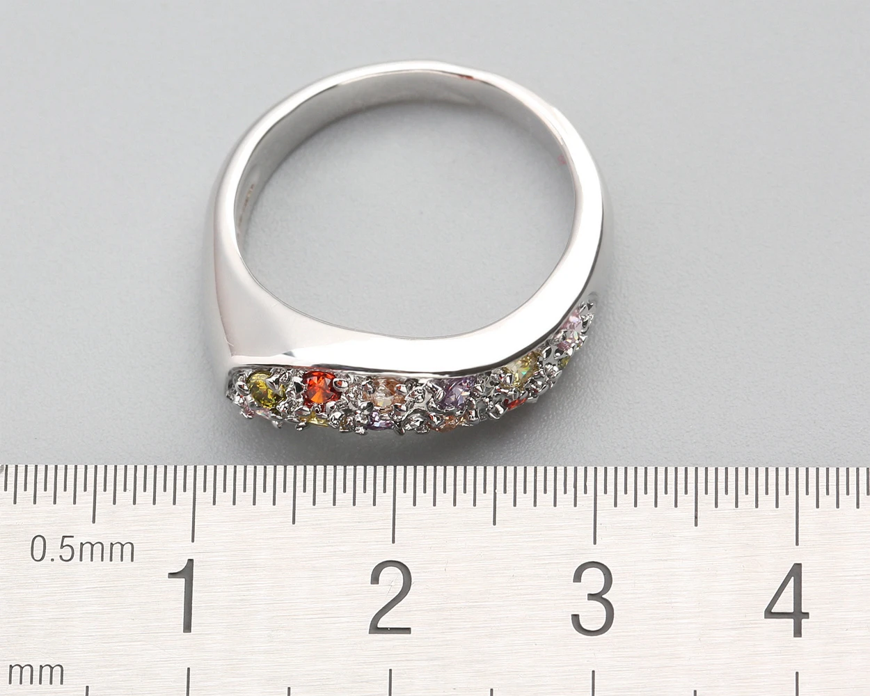 3*3mm Muti-color Topaz 925 Sterling Silver Ring Q0032-V