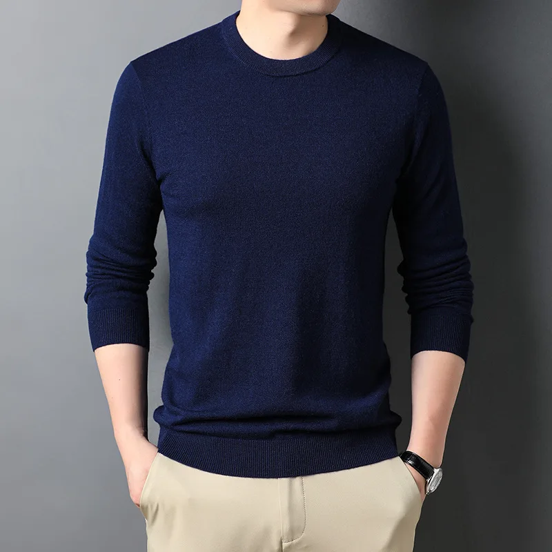 

MRMT 2024 Brand New Thin Woolen Sweater Men's Round Neck Men's Fashion Men's Base Solid Color Sweater Sweater For Male