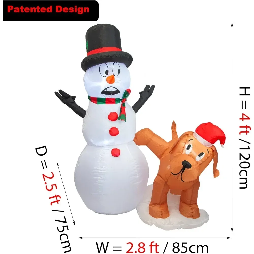 Christmas Decorations 4 FT Inflatable Snowman Peeing Dog Holiday Outdoor/Indoor/Yard Decor with LED Lights Christmas Decorations