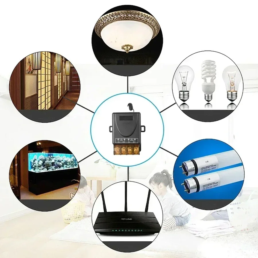 لاسلكي RF433Mhz التحكم عن بعد AC110V 220 فولت 30A قواطع الارسال التبديل تيار مستمر 12 فولت على زر إيقاف عن بعد لمضخة المياه مصباح ليد