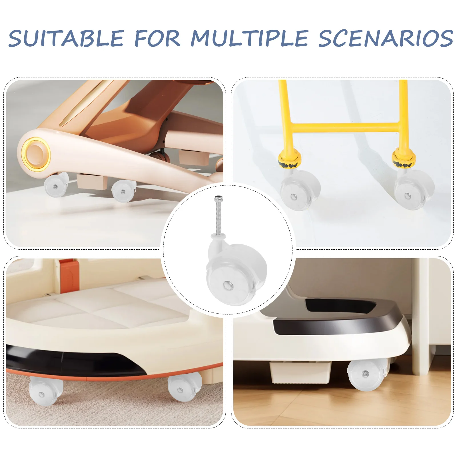 4 قطعة بديلة لعجلات كرسي المكتب العالمي لمشاية الأطفال، ملحقات العجلات البلاستيكية، أجزاء عربة الأطفال في الأماكن المغلقة والخارجية #2