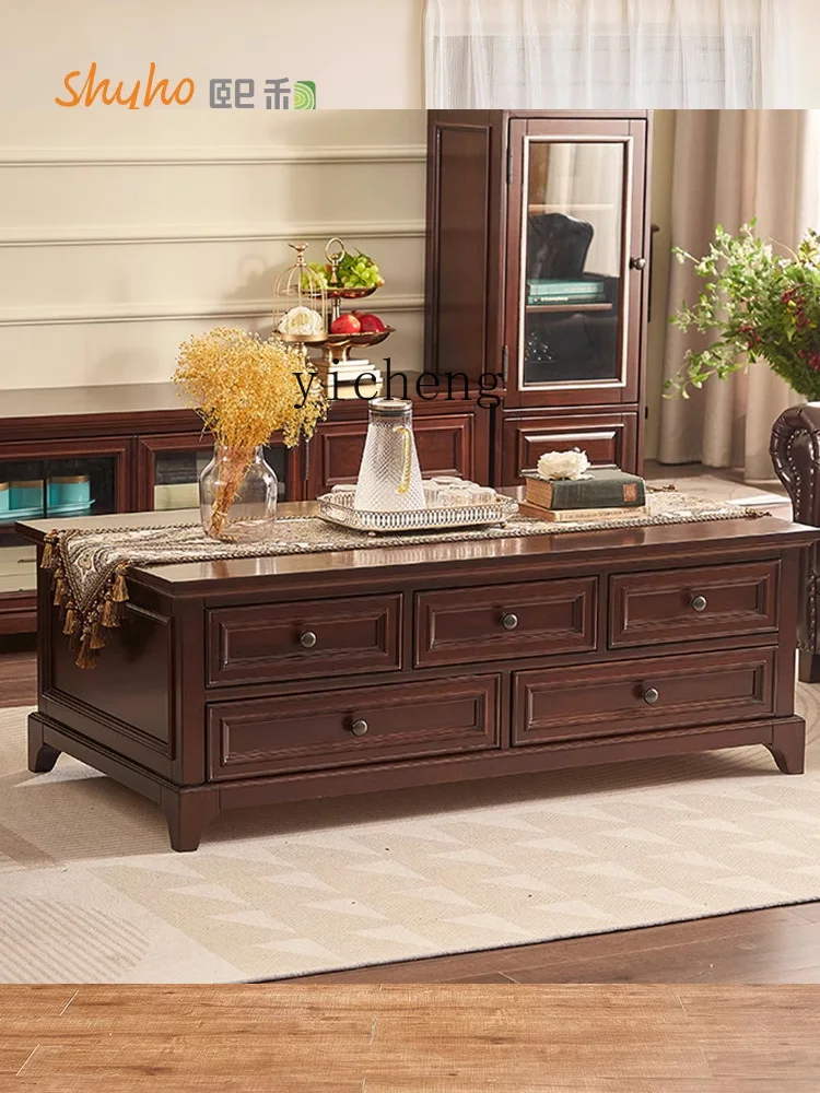 

ZYA retro solid wood living room home modern simple square few storage side few tea table coffee table