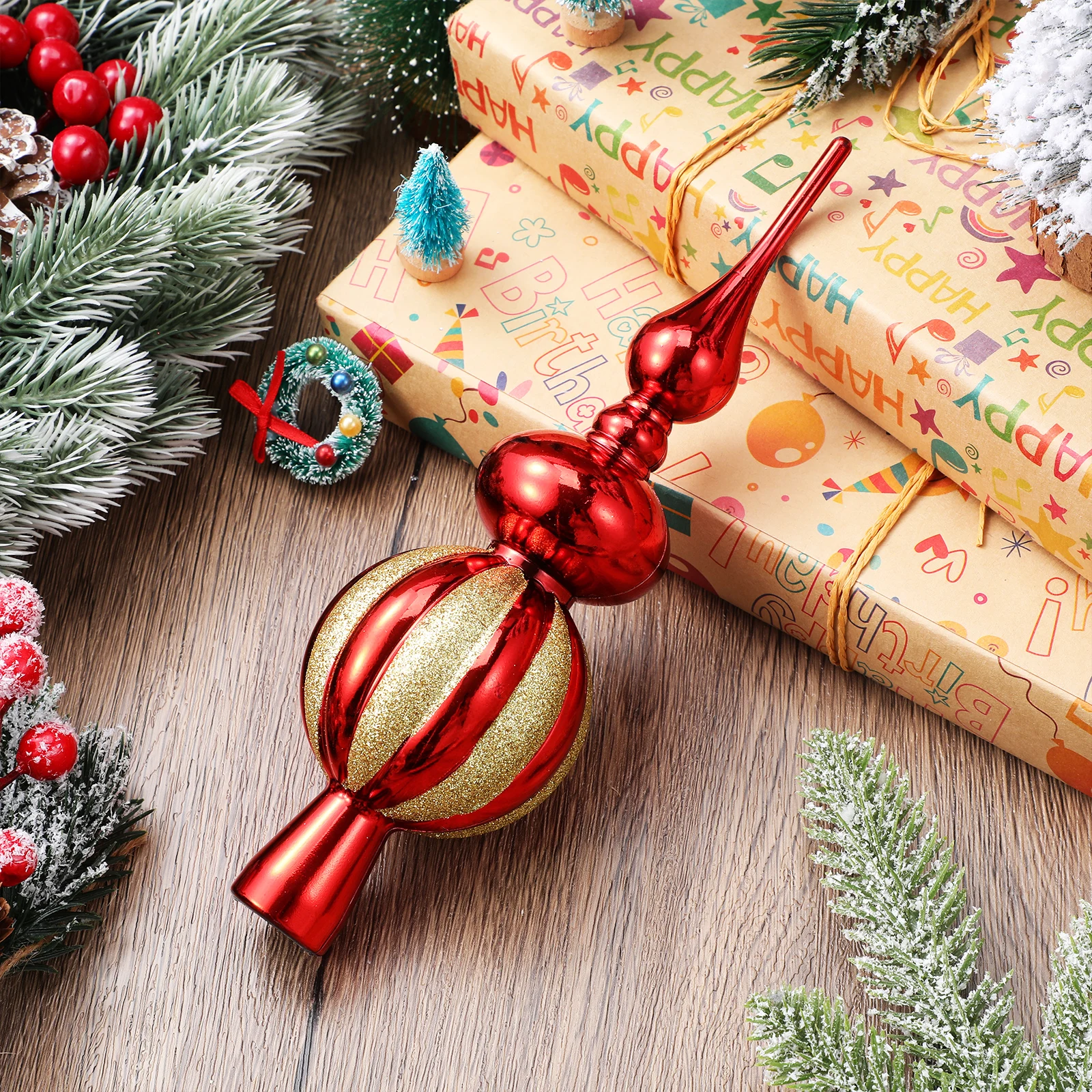 

Elegant Spherical Christmas Tree Topper Sturdy Plastic Treetop Decor for Home Mall Party Holiday Display Xmas Treetop