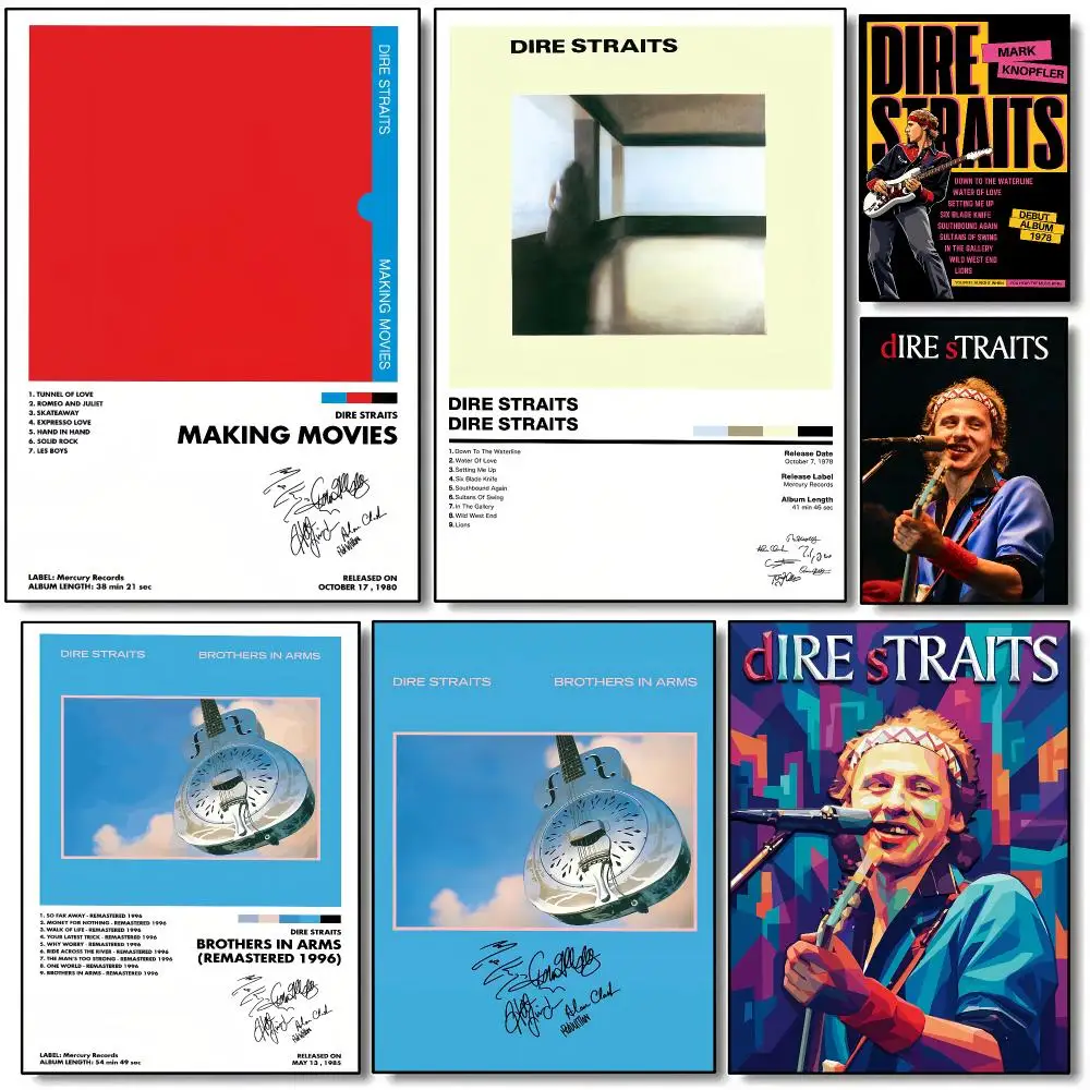 Rock poster D-Dire Straits Poster HD Wall Art Aesthetic Home Decor for Living Room Bedroom Café Office Stylish Gift