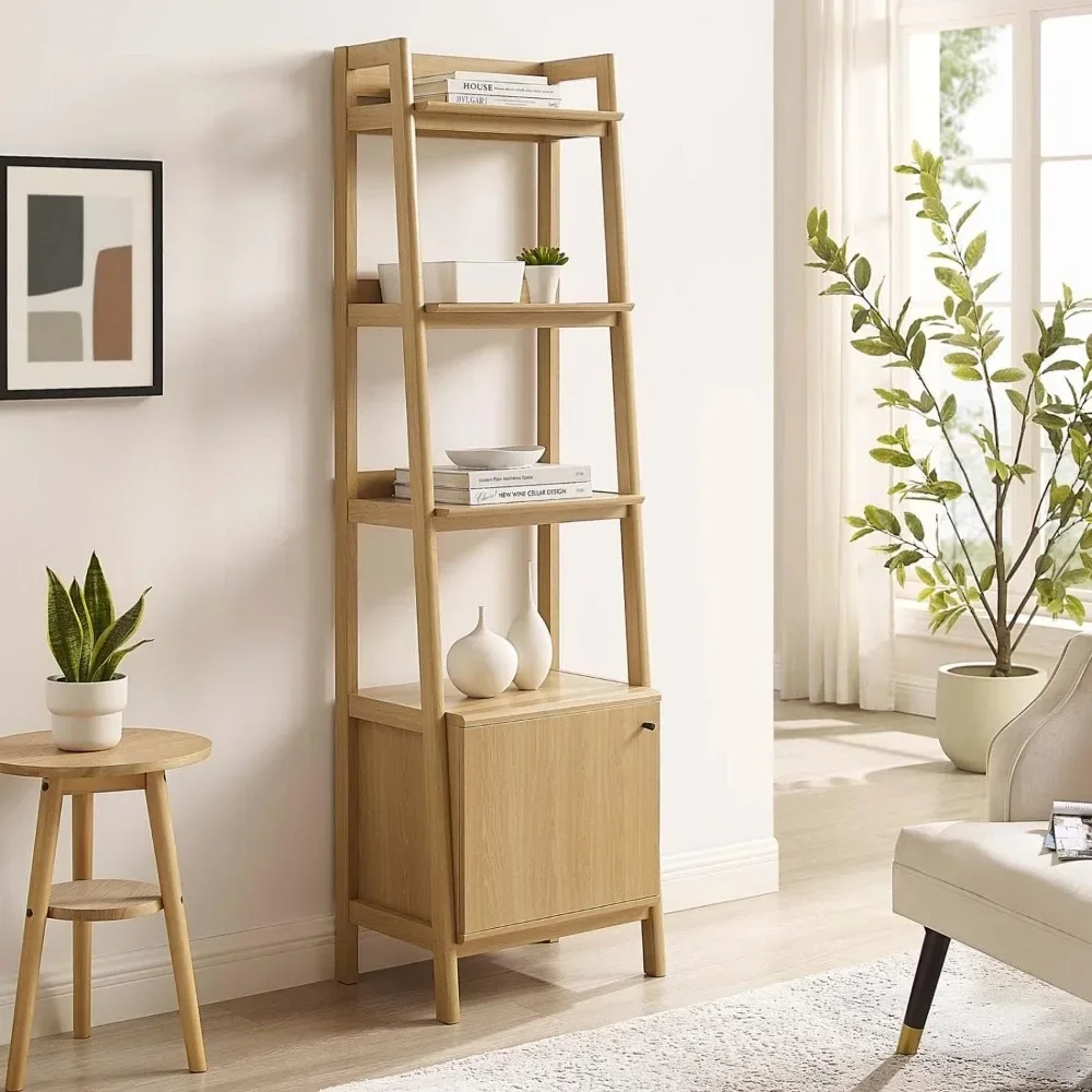 

21" Bookshelf Display Case in Oak，Display Shelf with Drawer, for Living Room, Bedroom, Office ，Case in Oak，Bookcases