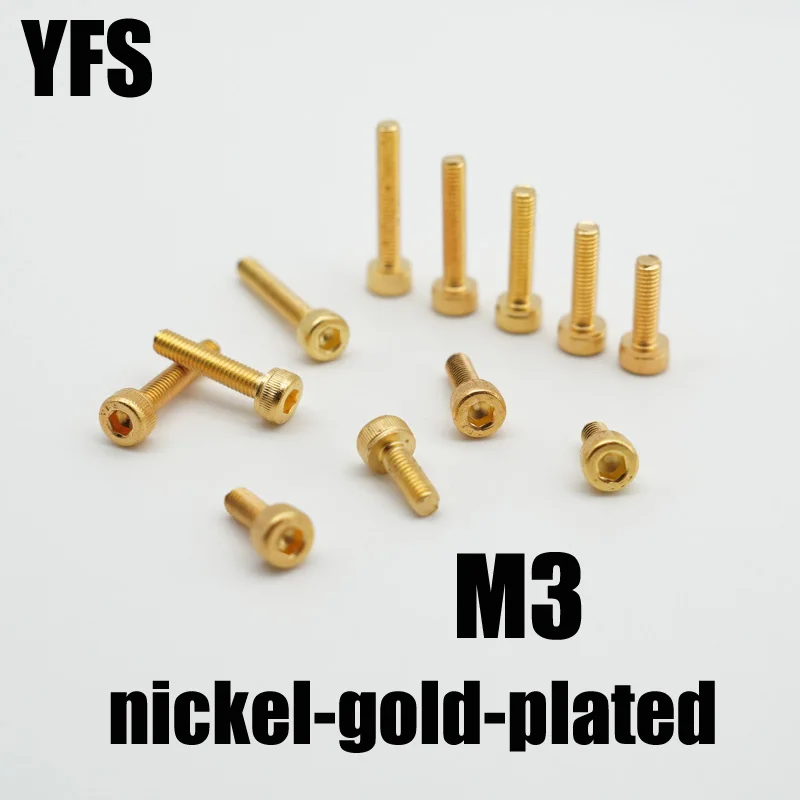 

M3 YFS винт с шестигранной головкой и чашечной головкой, класс 12,9, позолоченный титан, подходит для аксессуаров для обслуживания радиоуправляемых автомобилей, 10 шт.