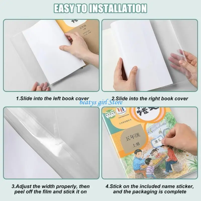 C7AB 10Pcs Clear Waterproof Book Wraps Tear Resistant Covers For Students Notebooks