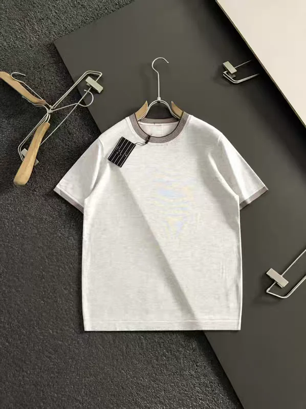 

Italian Style Men's Knitted Short Sleeve T-Shirt round Neck No Logo Casual Luxury Spring Summer Fashion Business Simple