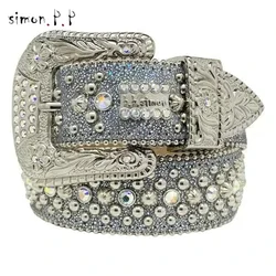 BB simon belt bb Luxury Strap Men Women Rhinestones Designer Belt Western Bling Crystal Diamond Studded Belts