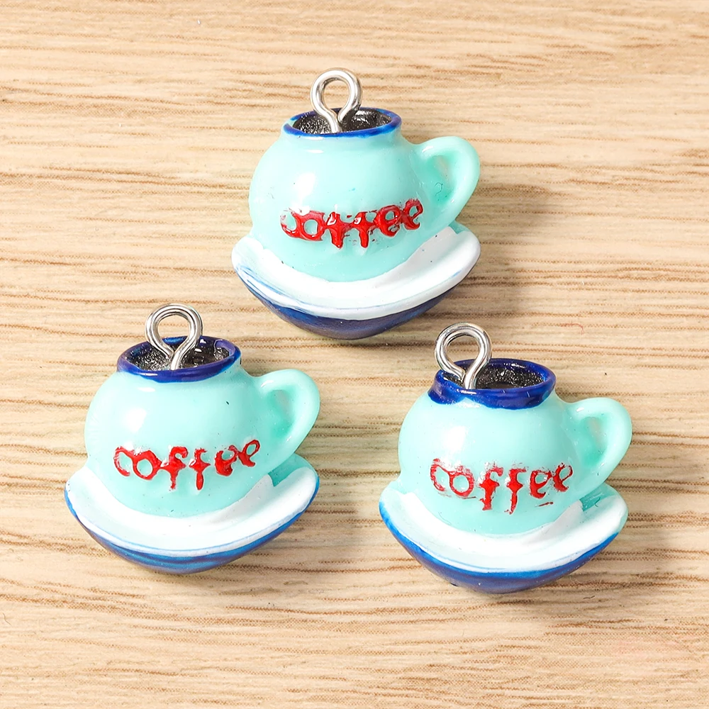 Tusember 10 Stück Kunstharz-Simulations-Lebensmittel-Anhänger Kaffee-Anhänger für Schmuckherstellung Ohrringe Halsketten Armbänder DIY-Zubehör – Detail 7