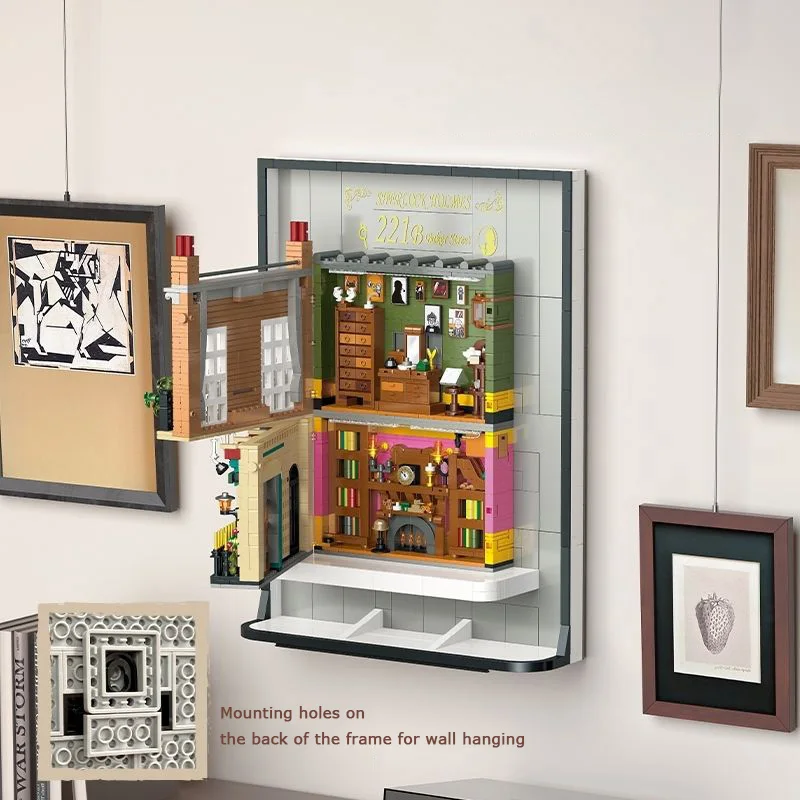 

Original Box 221B Baker Street Book Nook Building Blocks Set LED Light 19th Century London Street Scene Bookend Model Kit Gift