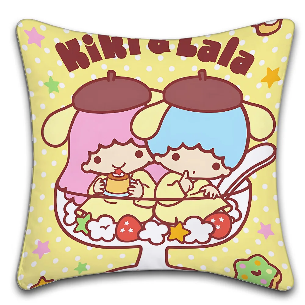 Sanrio Little Twin Stars Pillow Covers Cartoon Sofa Decorative Home Double-sided Printing Short Plush Cushion Cover