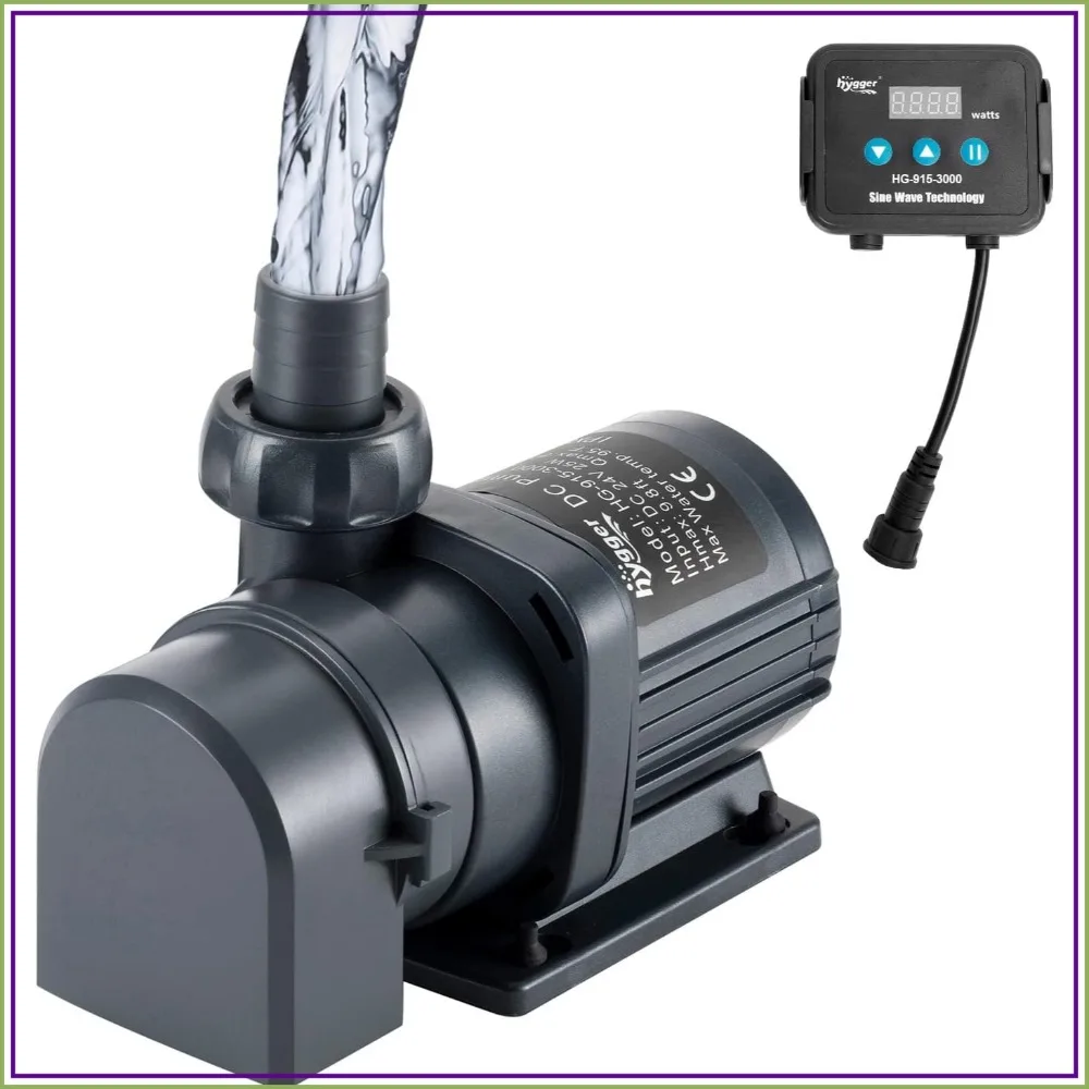 

24V 800GPH Submersible/External Water Pump with Controller, 25W, 9.8ft Head Height for Fish Tanks, Aquariums, Ponds, Fountains, Sump, Hydroponics
