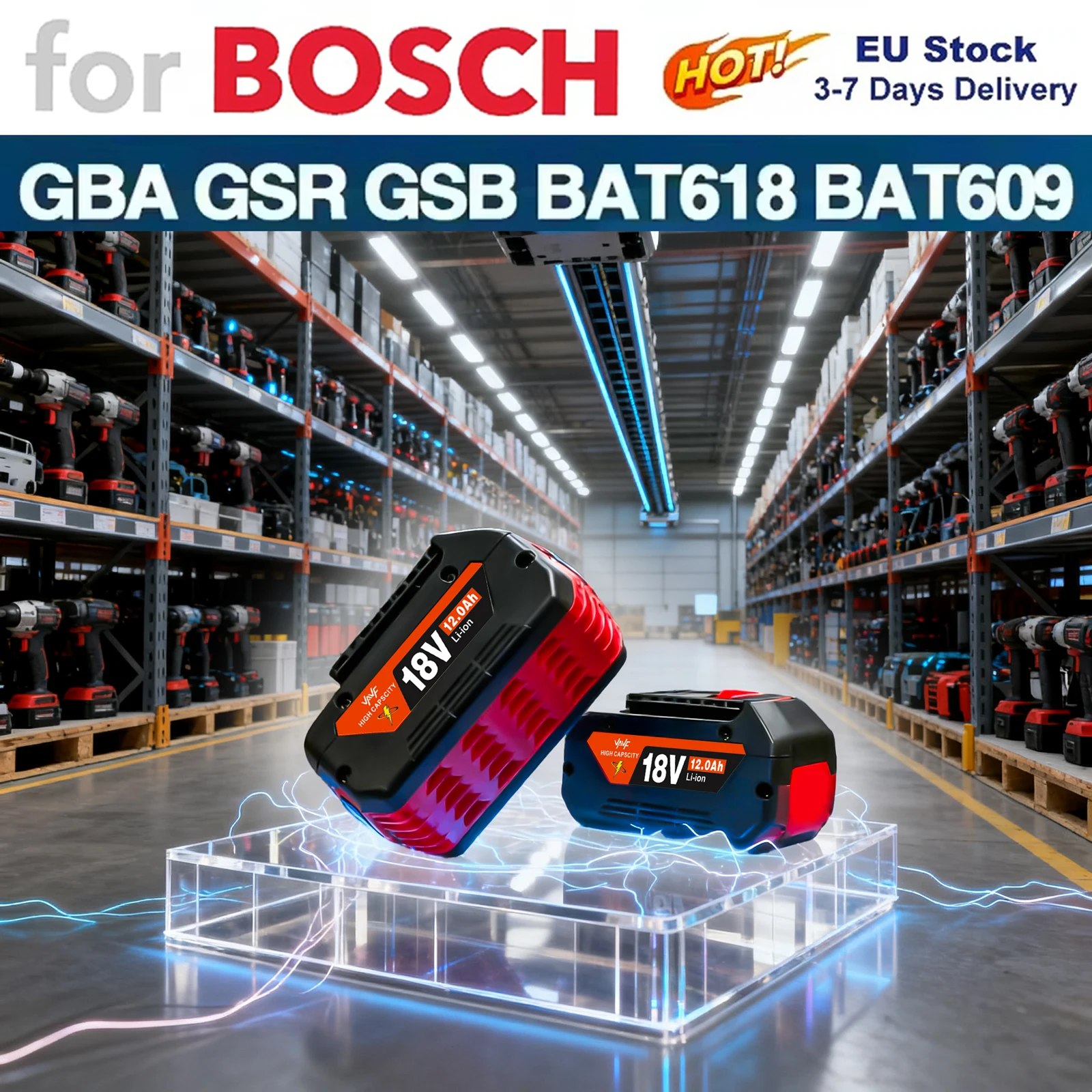 

Оригинальная литиевая батарея для беспроводного электроинструмента Bosch 18 В, BAT609 BAT610 GBAT618 BAT620 BAT622 GSR18V-LI 18 В 12,0 Ач