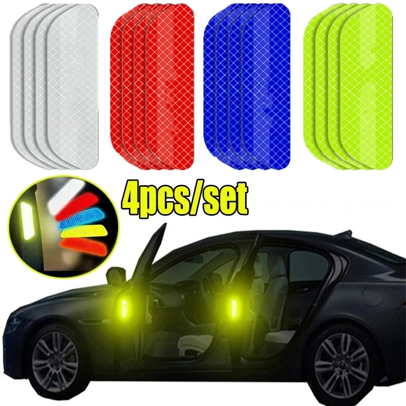 Car Door Sticker Safety Opening Warning Reflector Tape Decal Auto Car Accessories Exterior Interior Reflector Sticker 4PCs/Set