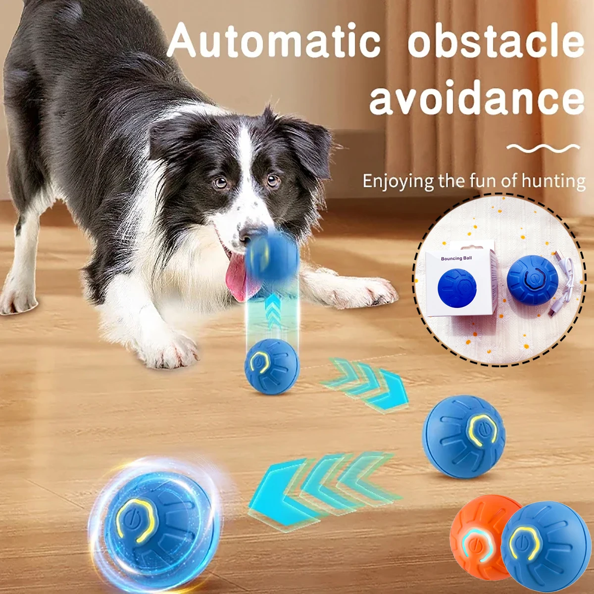 

2set Intelligent Dog Toy Ball Electronic Interactive Pet Toys Moving Ball USB Automatic Mobile Bouncing Puppy Birthday Gift